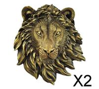 2x Testa di Animali Busto Montato a Parete Grande Scultura Testa di Animali