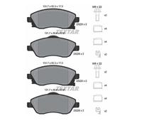 2x Textar 2322501 Kit Pastiglie Freno a Disco Frontale per Opel Combinato Tour