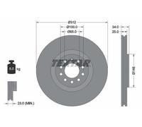 2x TEXTAR 92098505 PRO+ Disco freno Anteriore per VW Golf IV Schrägheck (1J1)