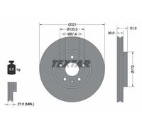 Disco freno TEXTAR 92187005 anteriore, ventilato, altamente carbonizzato, 1 Pezzo