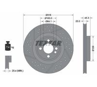 2x TEXTAR 92279105 PRO+ Disco freno Anteriore per MINI Schrägheck (R56) 316mm