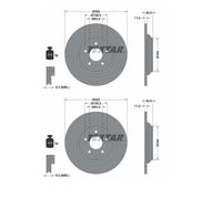 2x Textar 92292403 Disco Freno per Ford Focus III Familiare Focus IV