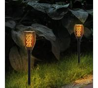 2x torcia a LED SOLAR per esterni percorso lampada torcia da giardino effetto fuoco sputa luce da parco