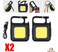 2X TORCIA LED DA LAVORO RICARICABILE USB PILA PORTACHIAVI PORTATILE IMPERMEABILE