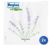 2x Tovaglioli 38X38 2 Veli Regina Fiori Made In Italy