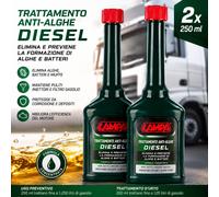 2x Trattamento anti alghe diesel 250ml additivo gasolio batteri muffe serbatoio