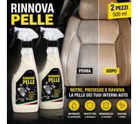 2x Trattamento Rinnova Pelle Auto 500ml Sedili Nutriente Protettivo Detergente