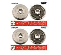 2x TRW DB4214 Tamburo Freno Posteriore per Renault Clio I 5/357 B/C57 Dacia