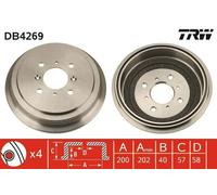 2x TRW DB4269 Tamburo freno Ø200mm Posteriore per SUZUKI SWIFT III (MZ, EZ)