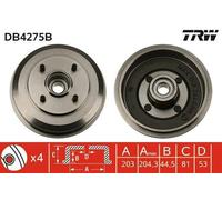 2x TRW DB4275B Tamburo freno Posteriore per FORD FOCUS (DAW, DBW)