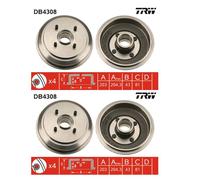 2x TRW DB4308 Tamburo Freno a Tamburo Posteriore per Mazda Ford
