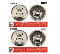 2x TRW DB4308 Tamburo Freno a Tamburo Posteriore per Mazda Ford