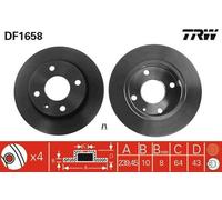 2x TRW DF1658 Disco freno Anteriore per FORD Fiesta Mk4 Schrägheck (JAS, JBS)