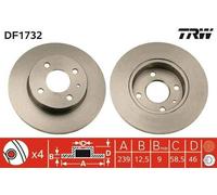 2x TRW DF1732 Disco freno Anteriore per ALFA ROMEO ALFASUD Sprint (902.A) 239mm