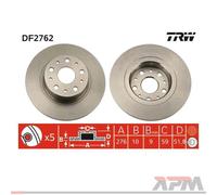 Disco freno TRW DF2762 posteriore, pieno, 1 Pezzo
