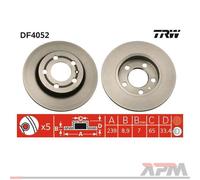 2X TRW DF4052 Disco Freno Per VW Golf IV 1J1 Skoda Octavia I 1U2 Audi TT 8N3