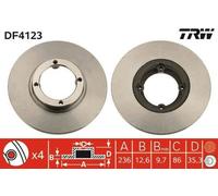 2x TRW DF4123 Disco freno Anteriore per CHEVROLET MATIZ (M200, M250) 236mm