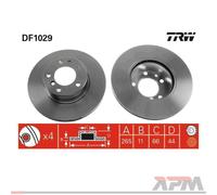2X TRW DF4184 Disco Freno Per Opel Corsa F Peugeot 206 CC DS DS3 Citroën
