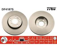 2x TRW DF4187S Disco freno Anteriore per BMW X3 (E83) 332mm
