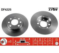2x TRW DF4225 Disco freno Anteriore per OPEL Corsa C Schrägheck (X01) 240mm