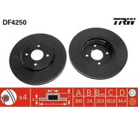 2x TRW DF4250 Disco freno Anteriore per FORD FOCUS (DAW, DBW) FOCUS Kombi (DNW)