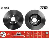 2x TRW DF4288 Disco freno Anteriore per HONDA CIVIC VII Hatchback (EU, EP, EV)