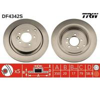 2x TRW DF4342S Disco freno Posteriore per LAND ROVER Range Rover Sport (L320)