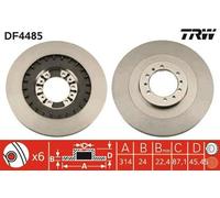 2x TRW DF4485 Disco freno Anteriore per MITSUBISHI L 200 (K7T, K6T) 314mm