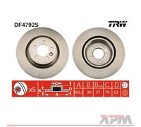 2X TRW DF4792S Disco Freno 360 Mm Per Land Rover Discovery IV Range Rover Sport