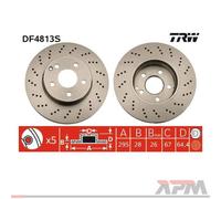 2X TRW DF4813S Disco Freno 295 Mm Per Mercedes-Benz W204 S204 C204