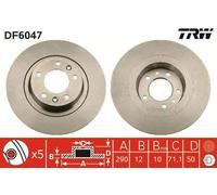 2x TRW DF6047 Disco freno Posteriore adatto per PEUGEOT 407 Coupe (6C) 290mm