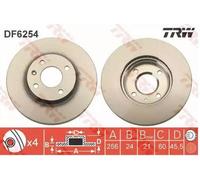 2x TRW DF6254 Disco freno Anteriore per CHEVROLET AVEO Schrägheck (T300) 256mm