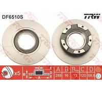 2x TRW DF6510S Disco freno Posteriore per FORD Transit Custom V362 Bus (F3)