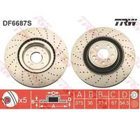 2x TRW DF6687S Disco freno Anteriore adatto per MERCEDES-BENZ M-Klasse (W166)