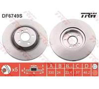 2x TRW DF6749S Disco freno Anteriore per BMW X1 (F48) 2 Active Tourer (F45)