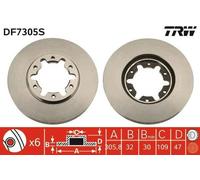 2x Disco freno ventilato DF7305S TRW per NISSAN PATROL GR V Wagon