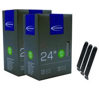2x tubo bicicletta Schwalbe 24 pollici valvola auto 40-507/62-507 + 3 solleva...