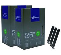 2x tubo bicicletta Schwalbe 26 pollici valvola auto 40-559/62-559 AV13 + 3 so...