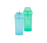 2x Twistshake Bicchiere Sippy Baby con Cannuccia - 360ml | Bottiglie D'acqua per Bambini a Prova di Perdite | Tazza Antigoccia per i più Piccoli, Verde Chiaro & Azzurro