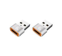 2X USB Type-C Adapter Cable - Silver, 20mm, Male to Female, Perfect for Charging and Data Transfer