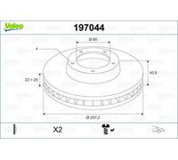 2x VALEO 197044 Disco freno Anteriore per OPEL Corsa D Schrägheck (S07) 258mm