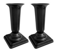 2x Vaso da Cimitero Nero Decorazione Funeraria Tomba Base Grabsteckvase Plastica