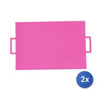 2x Vassoi In Melamina Rettangolari Con Manici Fucsia 43x29 Home