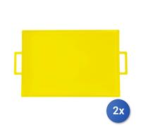 2x Vassoi In Melamina Rettangolari Con Manici Giallo 43x29 Home
