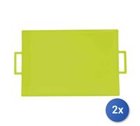 2x Vassoi In Melamina Rettangolari Con Manici Verde 43x29 Home