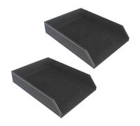 2X Vassoio per Lettere Da Collezione Nel Pelle PU, Organizer Da Scrivania per Documenti, (Nero)