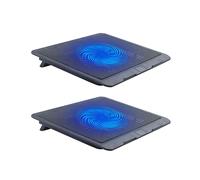 2X Ventola di Raffreddamento per Laptop con Ventole Grandi, Ventola di Raffreddamento per Laptop Portatile con Porta USB 2 nel 1, Luce LED Blu,