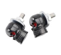 2X VITI TARGA MOTO UNIVERSALI NERO TESCHIO CUSTOM BOBBER BULLONI SKULL PLASTICA.
