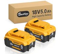 2X Waitley DCB184 5.0Ah Batteria per Dewalt 18V Batteria DCB184 DCB180 DCB181 DCB182 DCB200 DCB201 DCB204 Per Utensili Elettrici Senza Fili Serie 18V agli Ioni di Litio