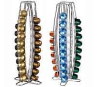 2x Xavax Torre Portacapsule Metallo Argento per 80 Nespresso Cialde